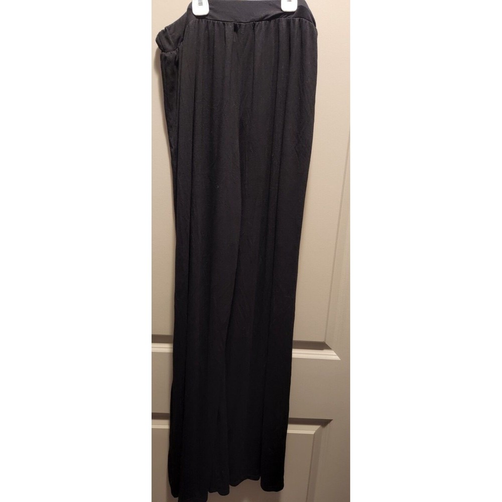 Boohoo Womens Size 12 Basic Jersey Midaxi High Waisted Pants Black Soft - Picture 8 of 8